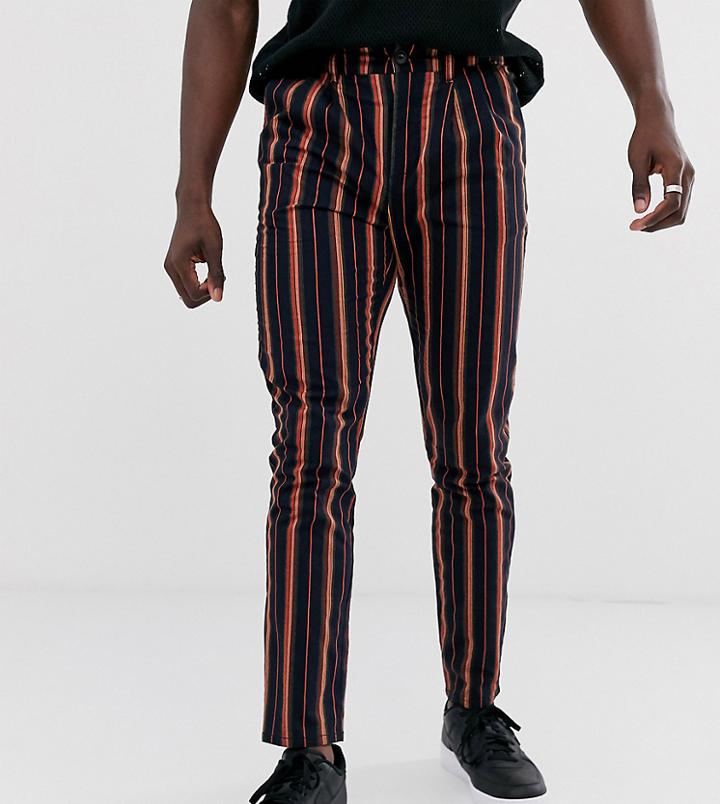 Asos Design Tall Cigarette Pants In Stripe-navy