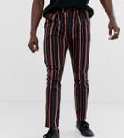Asos Design Tall Cigarette Pants In Stripe-navy