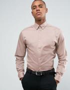 Selected Homme Slim Shirt With Concealed Button Down Collar - Pink
