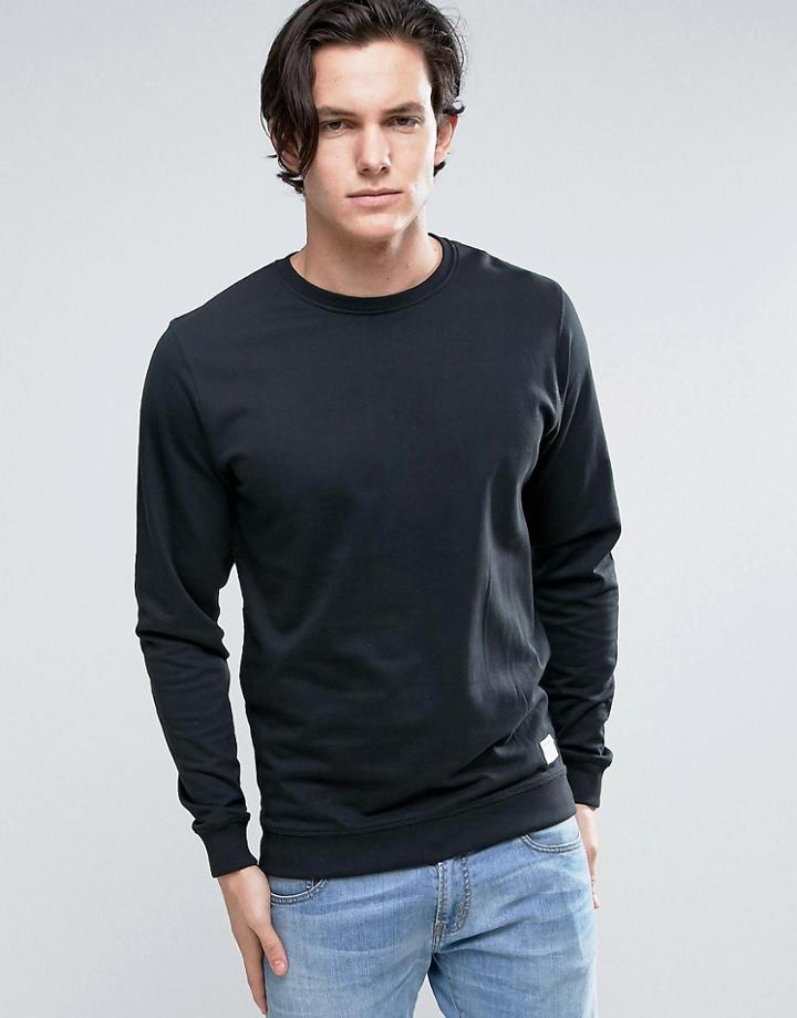 Solid Crew Neck Sweatshirt In Black - Black