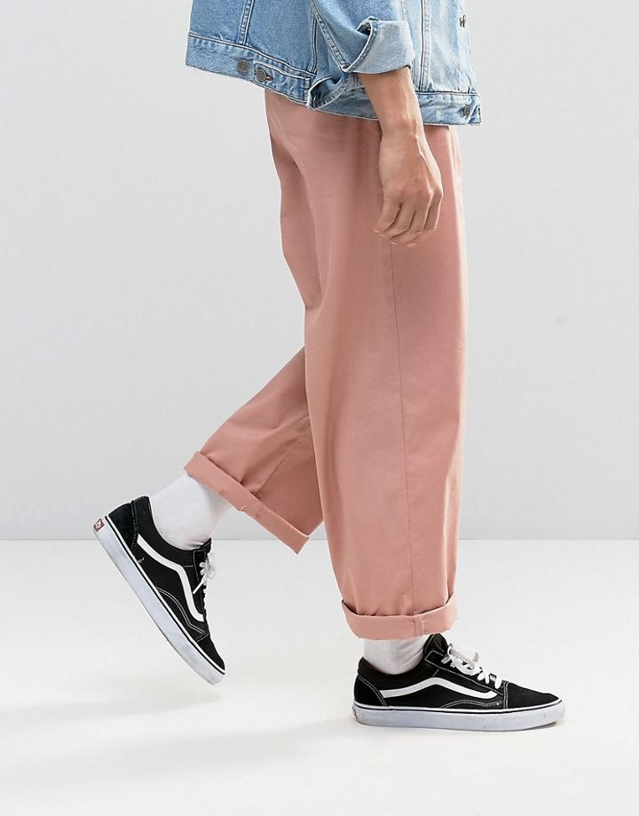 Asos Wide Leg Chinos In Light Pink - Mahogony Rose