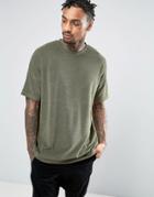 Asos Oversized T-shirt In Towelling Fabric In Khaki - Green