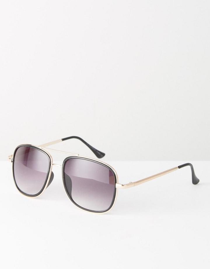 7x Large Aviator Style Sunglasses - Black