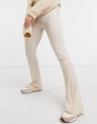 Asos Design Mix & Match Lounge Ribbed Flare Pants In Oatmeal-neutral