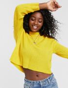 Brave Soul Adda Cropped High Neck Sweater-yellow
