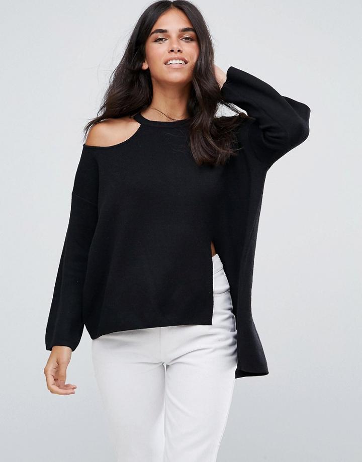 Amy Lynn Sweater With Cut Out Detail - Black