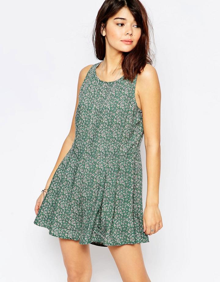 Brave Soul Ditsy Print Romper - Green Combo