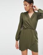 Love Long Sleeve Wrap Dress - Green