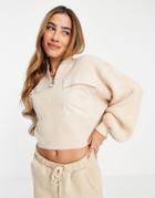 Mango Sweater With Half Zip And Front Pocket Detail In Beige-neutral