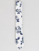 Noose & Monkey Floral Tie - White