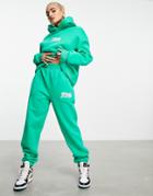 Asos Weekend Collective Sweatpants With Wavy Logo In Bright Green - Part Of A Set