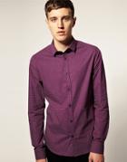 Asos Slim Fit Polka Dot Shirt - Purple