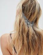 Asos Design Feather And Stone Hair Chain - Silver