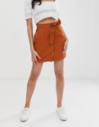 Miss Selfridge A-line Mini Skirt With Button Through In Rust - Orange