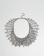 Loverocks London Multi Layer Rhinestone Statement Necklace - Silver