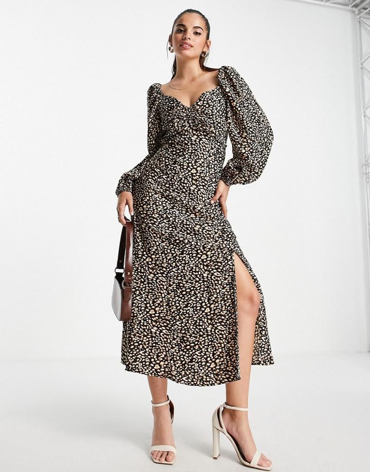 Lipsy Sweetheart Midi Dress In Animal Print-multi