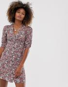 Allsaints Malie Wilde Floral Tea Mini Dress With Short Sleeves - Blue