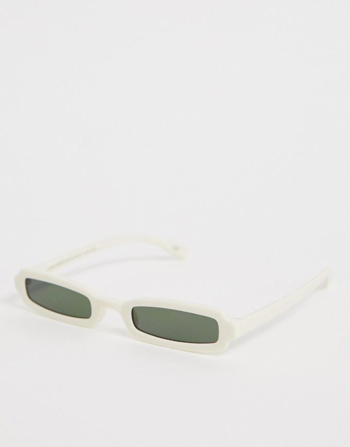 Asos Design Narrow Square Fashion Glasses - White