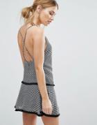 Finders Bailey Cross Back Dress With Fringe Detail - Black