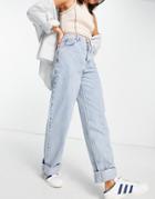 Topshop Oversized Mom Jeans In Bleach-blues