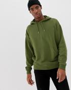 Asos Design Oversized Hoodie In Khaki-green