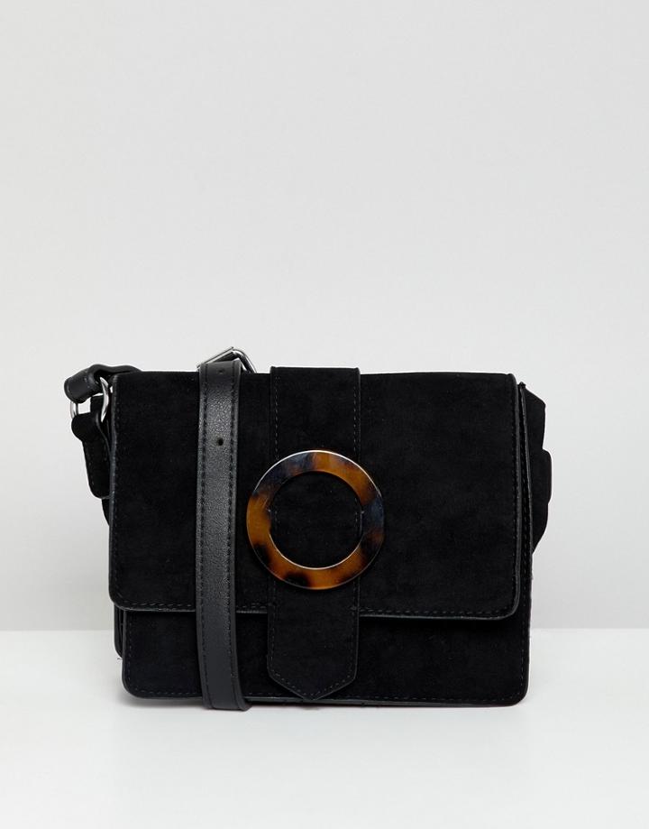 New Look Tortoise Shell Buckle Cross Body Bag In Black - Black