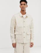 Asos White Two-piece Denim Jacket In Ecru - White