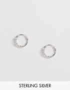 Astrid & Miyu Sterling Silver Opal Stone Cross Huggie Hoop Earrings