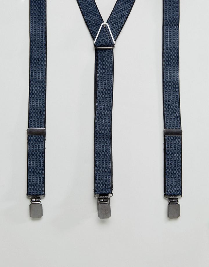 Peter Werth Suspenders In Navy Jacquard - Blue
