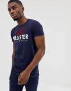 Hollister Chest Embroidered Seagull Logo T-shirt In Navy - Navy
