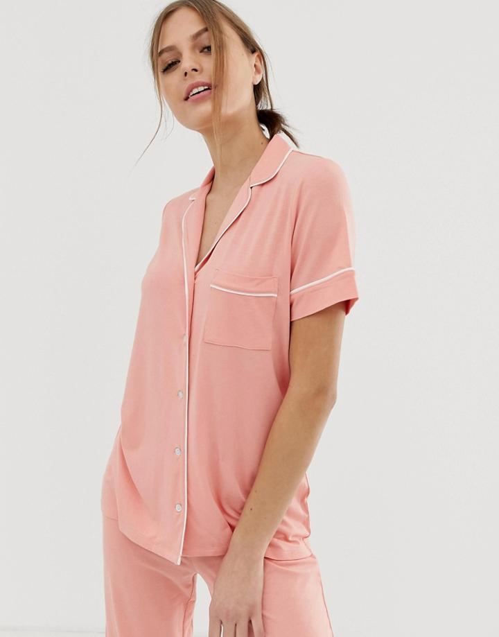 Lindex Short Sleeve Pyjama Top In Coral - Pink