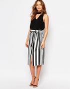 Warehouse Textured Stripe Pencil Skirt - Multi