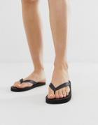 Asos Design Filter Flip Flops In Black - Black