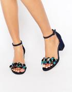 Asos Hexagon Embellished Heeled Sandals - Denim