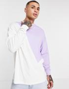 Asos Design Organic Oversized Long Sleeve T-shirt In Color Block-white