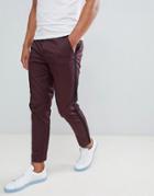 River Island Skinny Pants With Side Stripe In Burgundy-red
