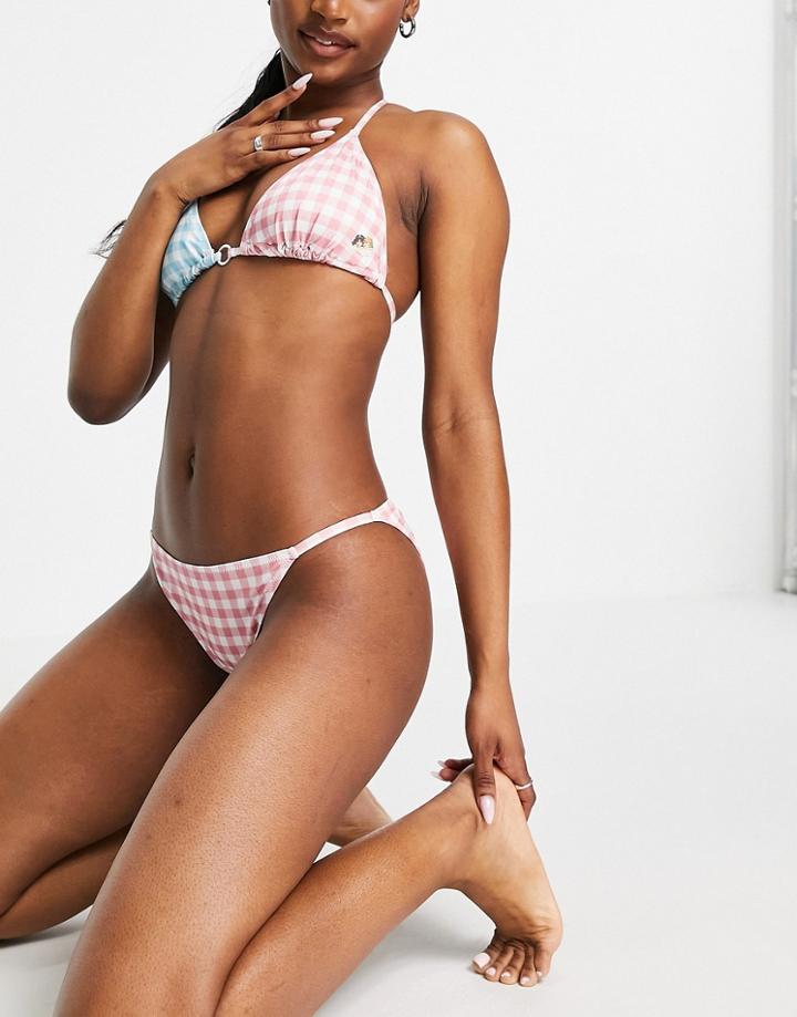 Fiorucci Gingham Mix Strappy Bikini With Angel Graphic-multi