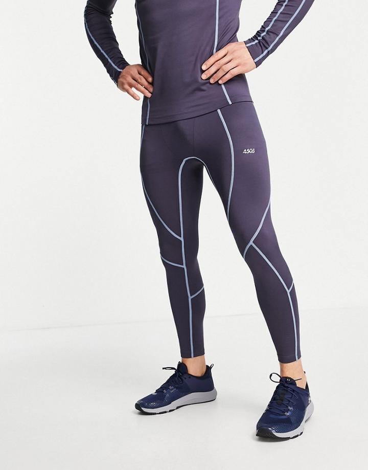 Asos 4505 Running Tights With Seam Detail-gray