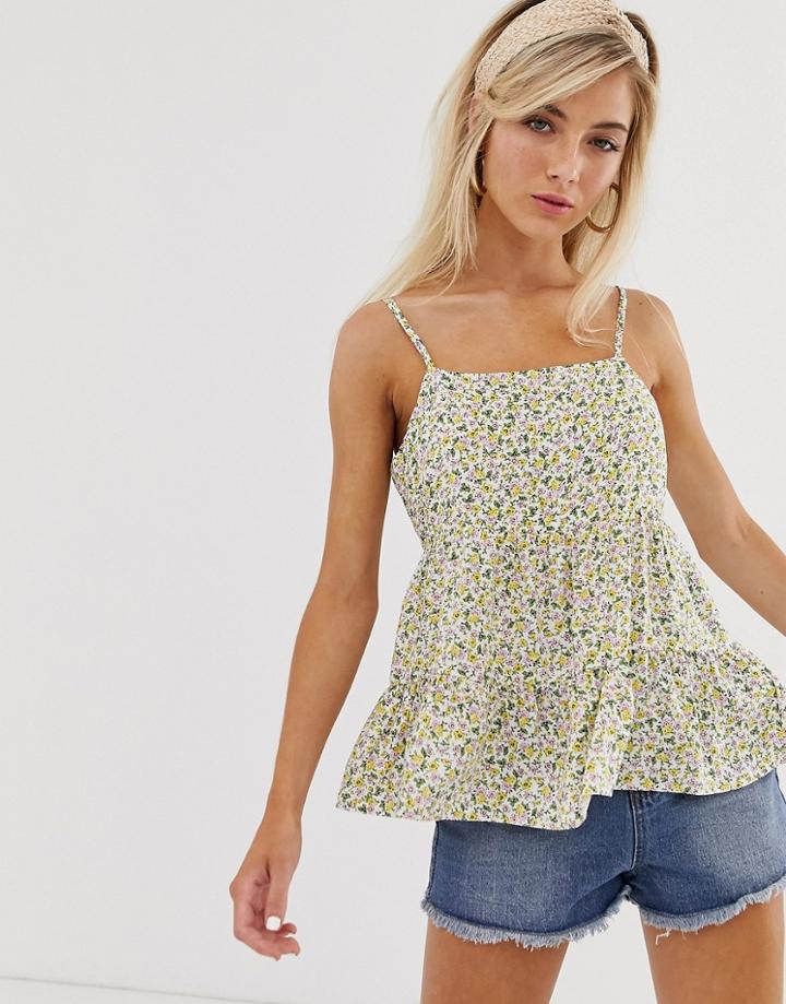 New Look Floral Tiered Cami In Multi - Multi