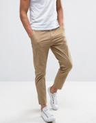 Casual Friday Cropped Chinos In Slim Fit - Beige