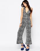 Qed London Wide Leg Jumpsuit With Wrap Front