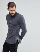 Boss Slim Fit Textured Fleck Jersey Shirt In Gray - Gray
