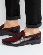 Asos Loafers In Burgundy Leather With Burgundy Suede Details - Red