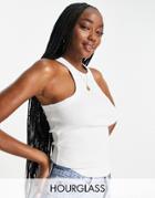 Asos Design Hourglass Extreme Racer Front Ribbed Tank Top In White