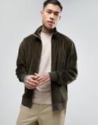 Asos Jersey Track Jacket In Khaki Velour - Green