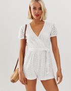 Influence Broderie Anglais Romper - White