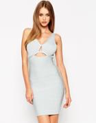 Asos Sculpt Metallic Cutout Bandage Mini Body-conscious Dress - Metallic
