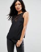 Asos Tank With Lace Detail - Black