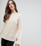 Y.a.s Tall Crew Neck Knitted Cable Sweater - Cream