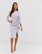 Asos Design Wrap Detail Midi Dress-gray